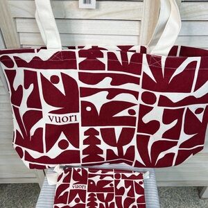 Vuori Holiday 2025 Tote & Mini Pouch Bag Set Strawberry Red NEW